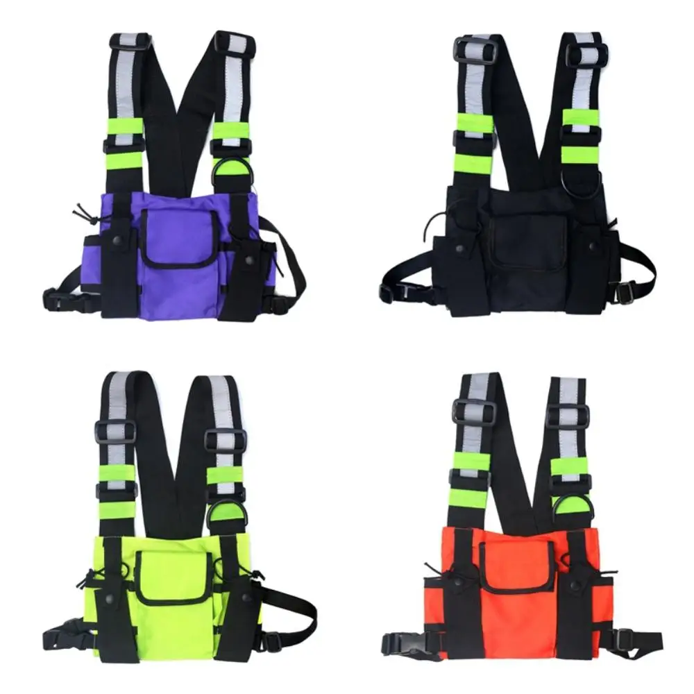 

New Chest Rig Bag Reflective Vest Hip Hop Streetwear Functional Harness Chest Bag Pack Front Waist Pouch BackpackW