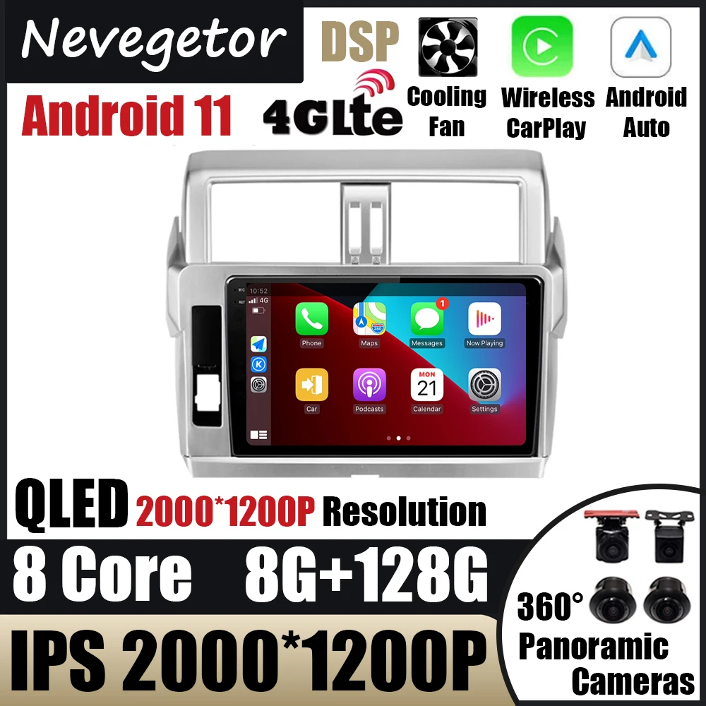 

Автомагнитола 2 Din на Android 11 для Toyota Land Cruiser Prado 150 2013 - 2017 с радио, мультимедийным видеоплеером и GPS-навигацией