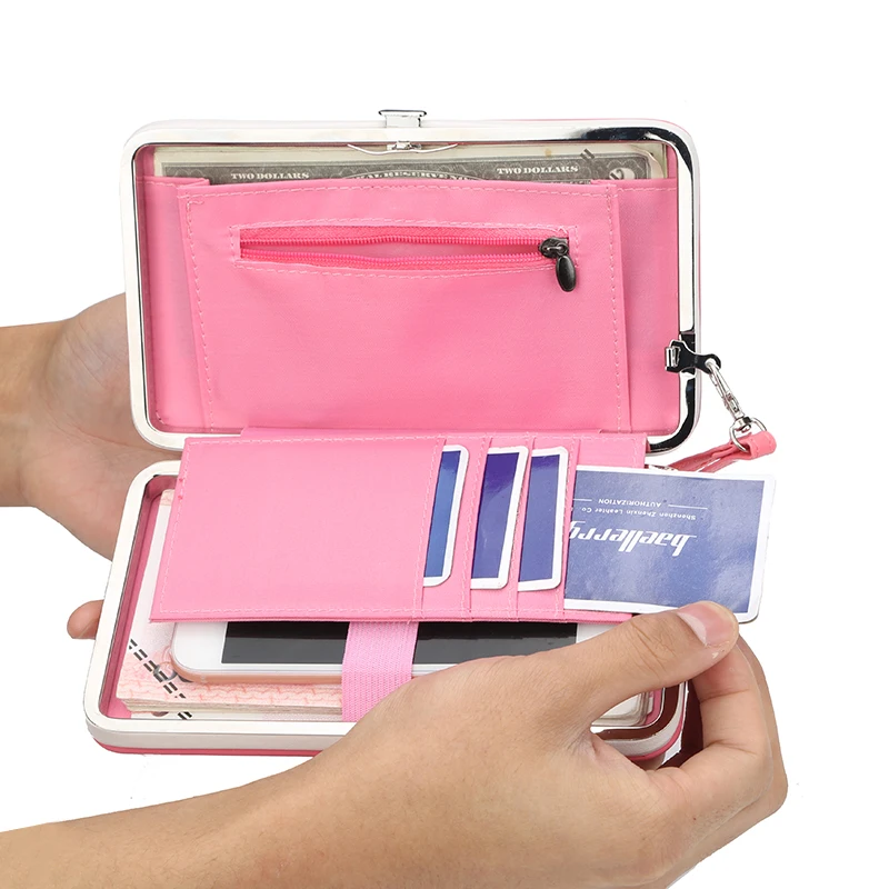 

Baellerry Fahion Wallet Women Luxury Metal Phone Clutch Leather Card Holder Housekeeper Purse Female Money Bag