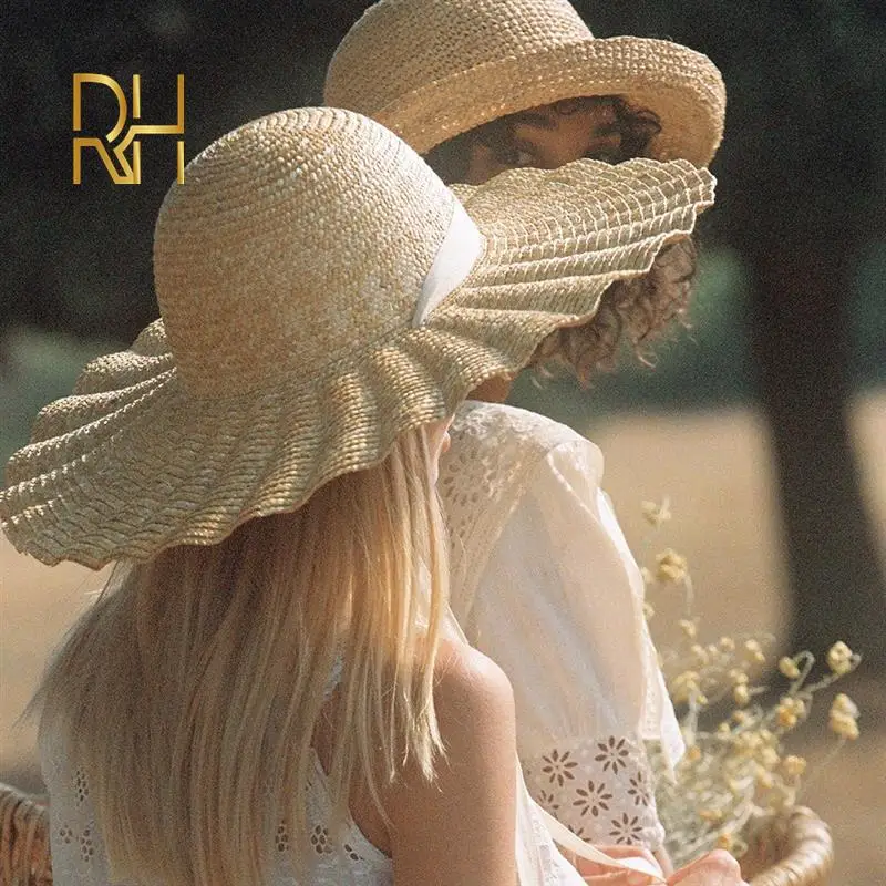 Шляпа соломенная с волнистыми ракушками модная весенне летняя Панама для отдыха