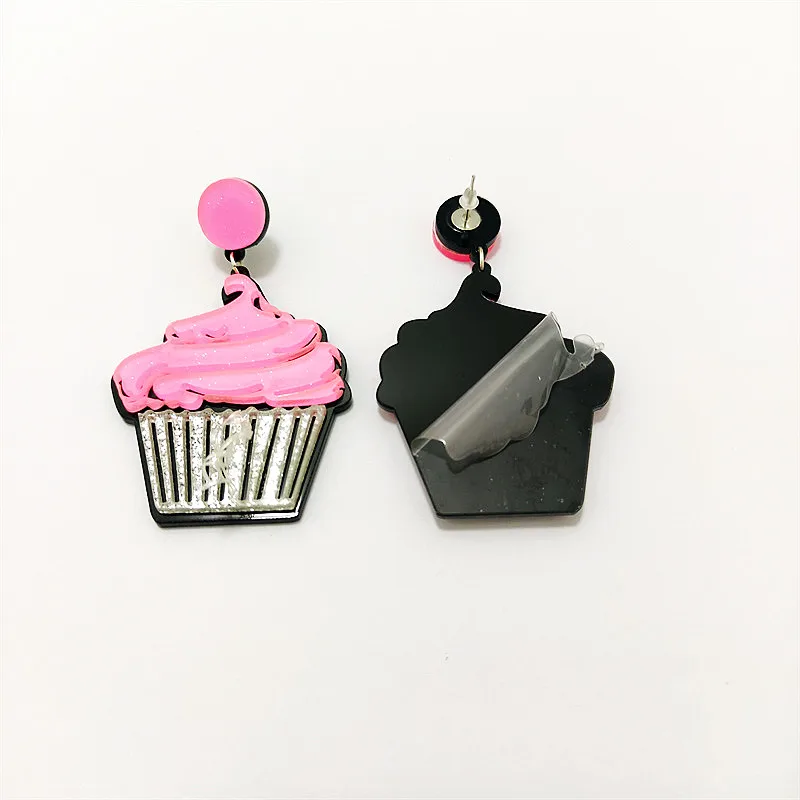 KUGUYS модные ювелирные изделия розовые акриловые серьги для женщин торт трендовые