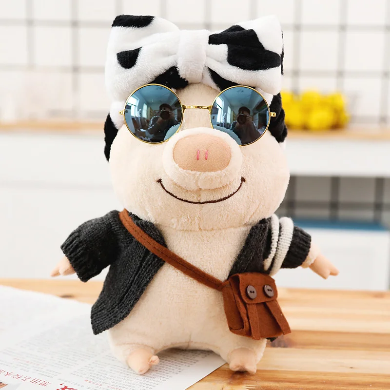 30cm White Lalafanfan Duck Pig In Glasses With Clothes Outfit Lalafanfan Toy Soft Stuffed Kawaii Plush Lalafanfan Doll Kids Gift