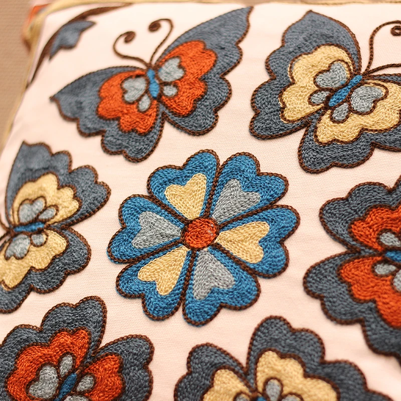 

National Style New Chinese Embroidery Cotton Hemp Pillow Covers For Living Room Sofa Cushion Covers