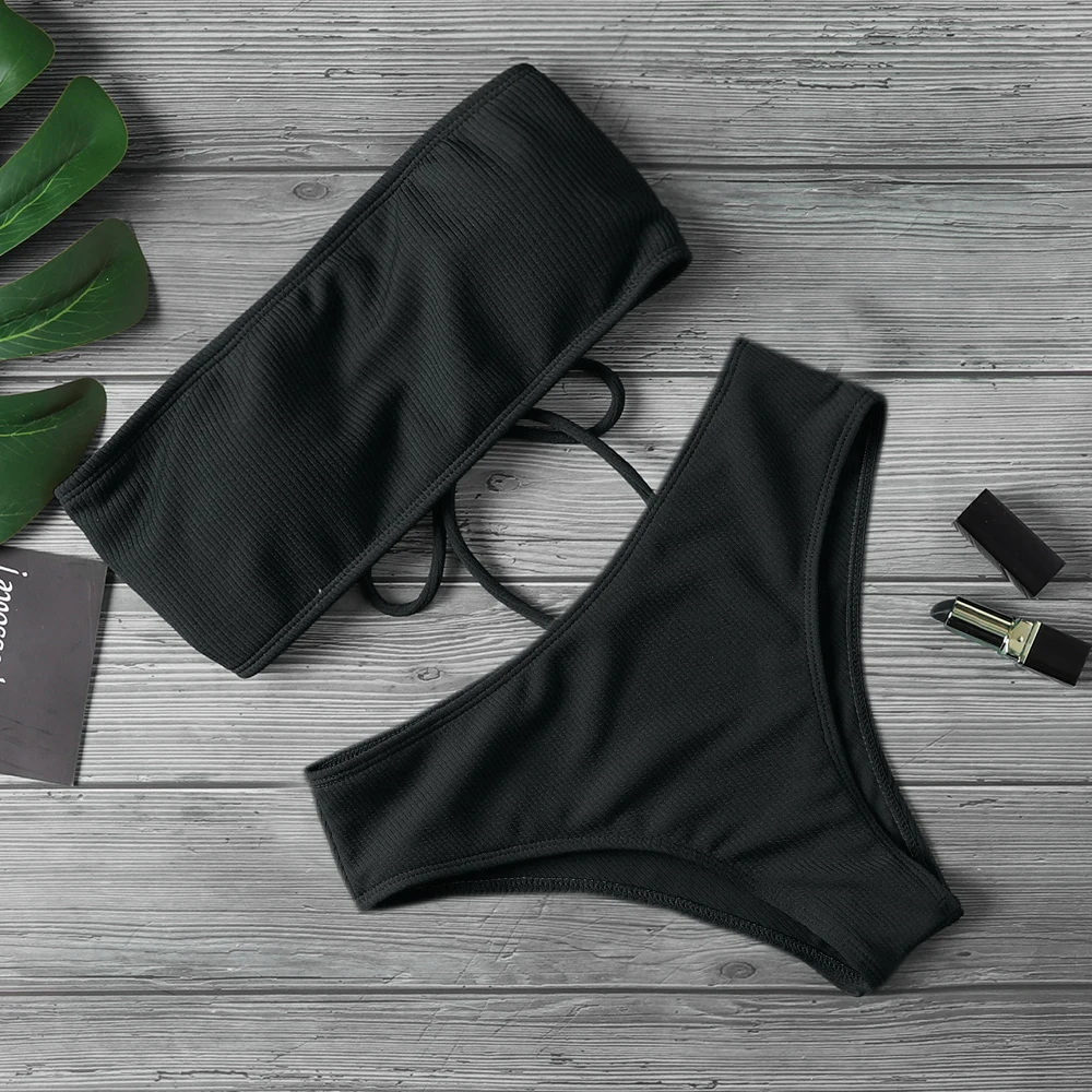 

Solid Bikini Brazillian Swimsuit Women Bikini Set Sexy Off Shoulder Swimwear Female Swimming Biquini Maillot De Bain Femme 2021