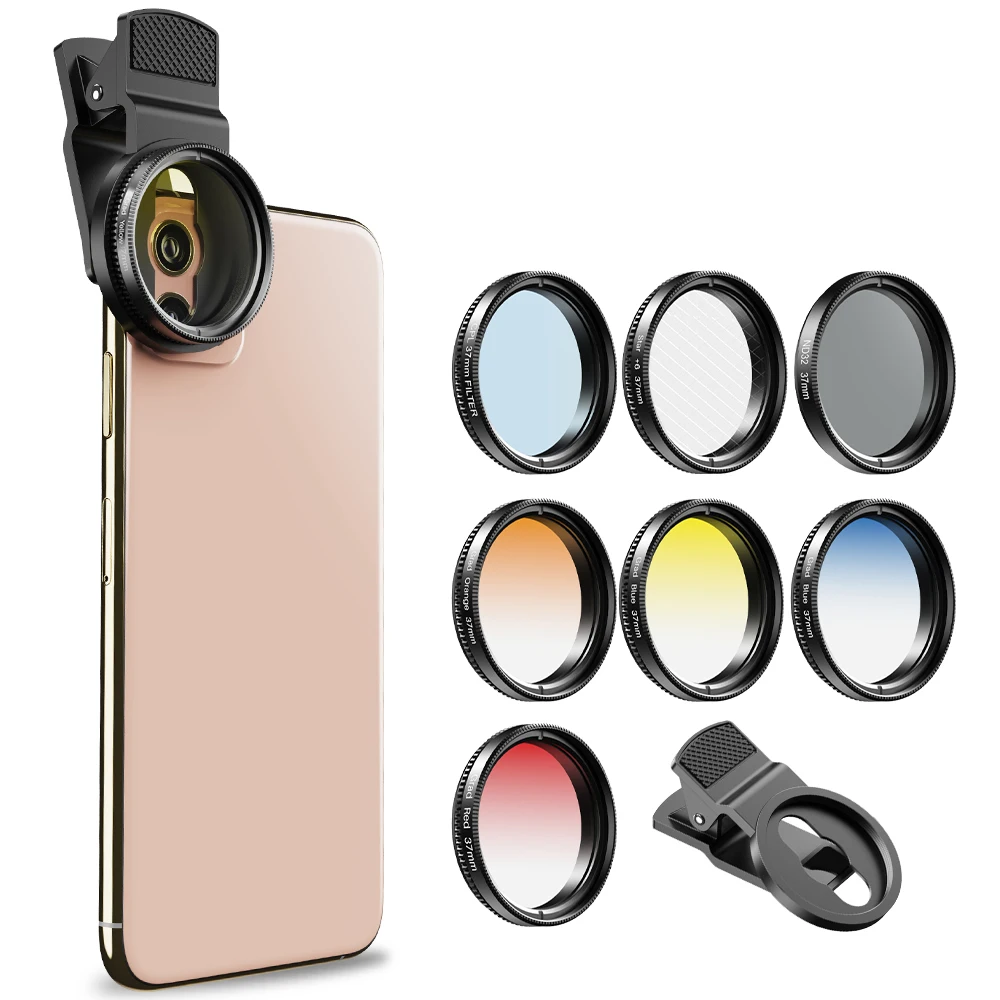 APEXEL APL-37UV-7G Professional 7 в 1 Набор градиентных фильтров для объектива телефона 37 мм