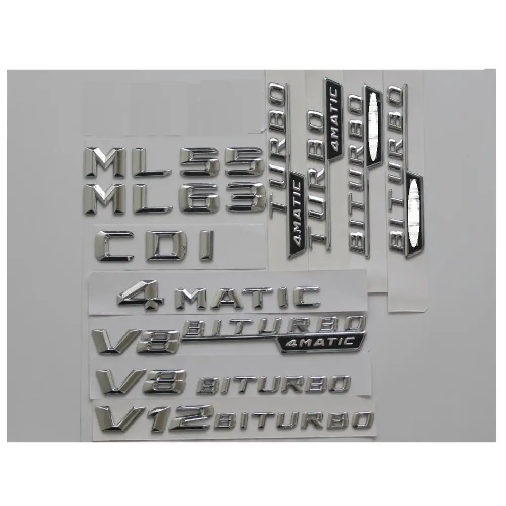 Хром багажник Буквы Знак Эмблемы для Mercedes Benz ML55 ML63 AMG ML300 ML320 ML350 ML400 ML500 4matic CDI W166 W164
