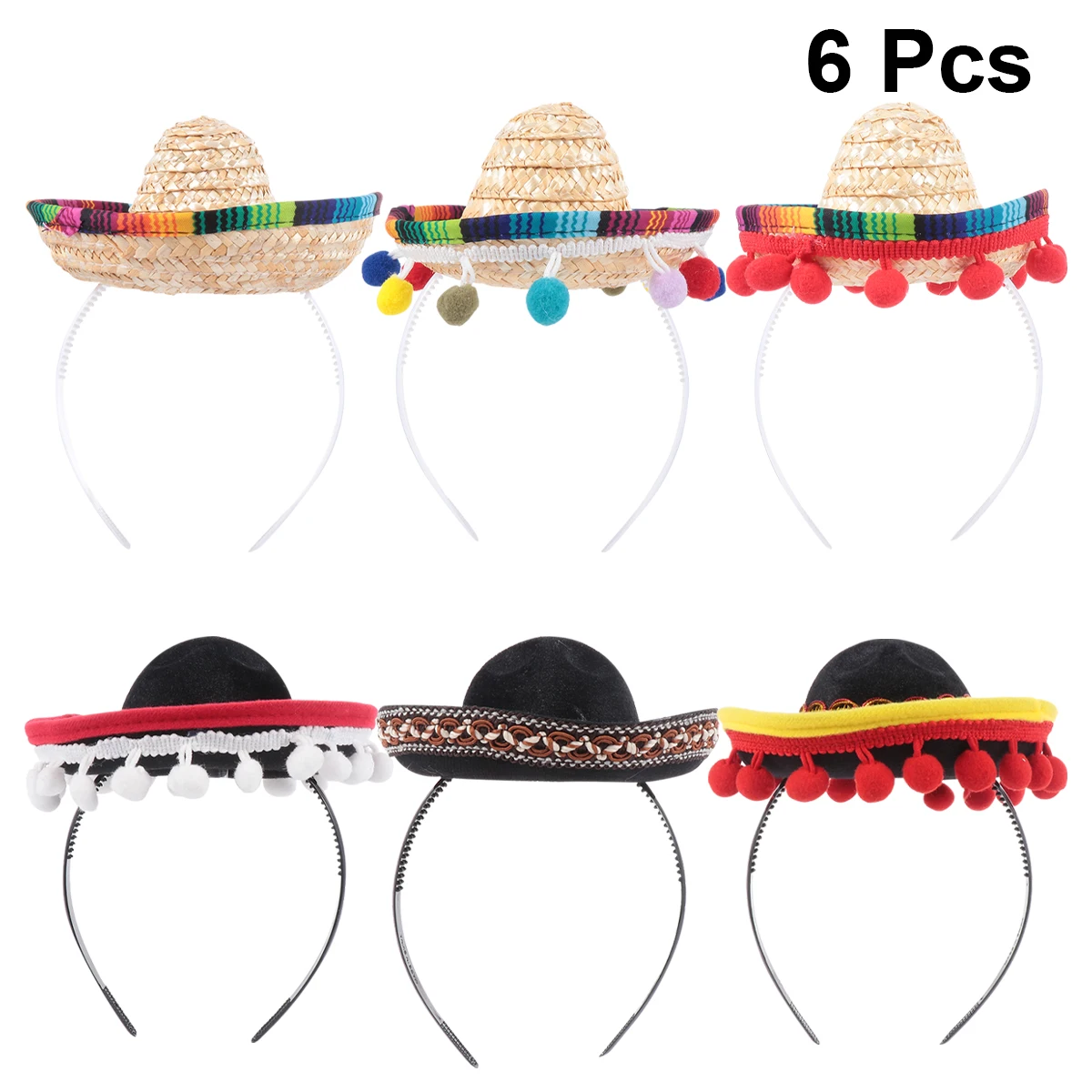6 шт. Мексиканская Шляпа обручи для волос мини Sombrero головные повязки фестиваль
