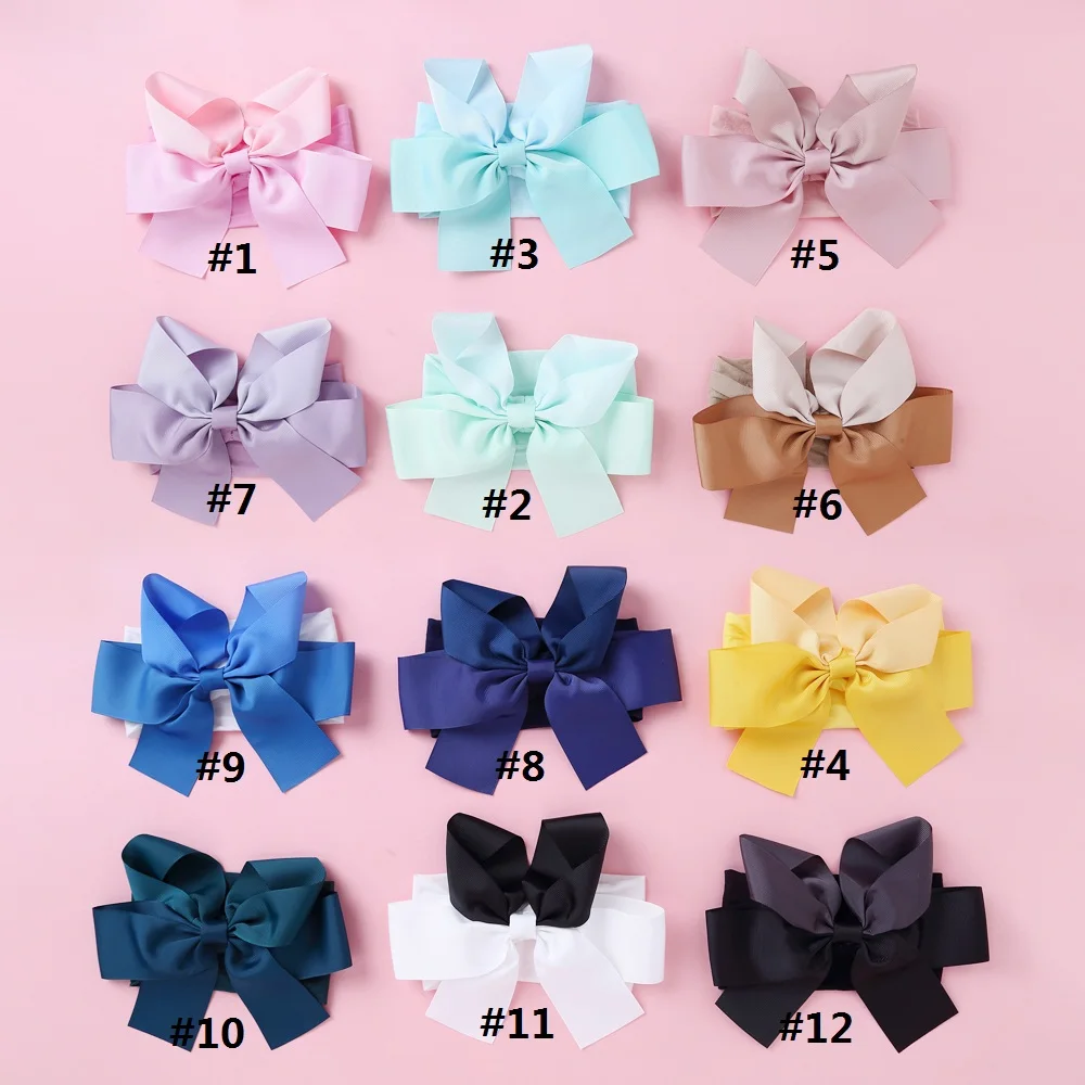

Ribbed bow Baby Headband Infant Hair Bows For Baby Gril Hair Accessories Soft Nylon Headwraps Newborn Hairbands Baby Turban Kids