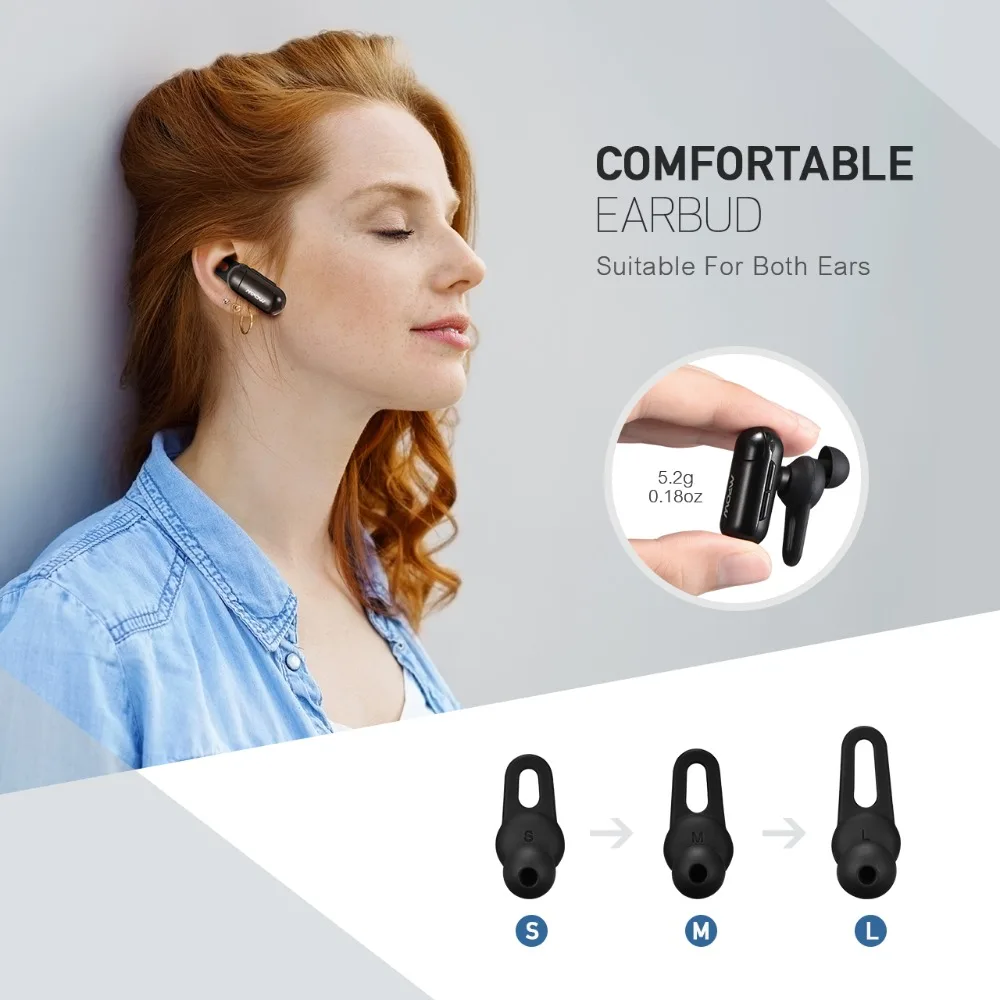 Mpow Мини Bluetooth наушники легкие объем Управление Портативный хэндс фри