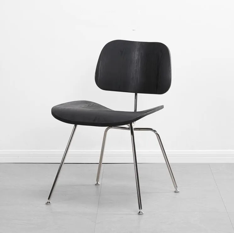 

Season-glass dining chair with stainless steel legs Home dining room furniture in the middle of the Nordic wooden chair replica