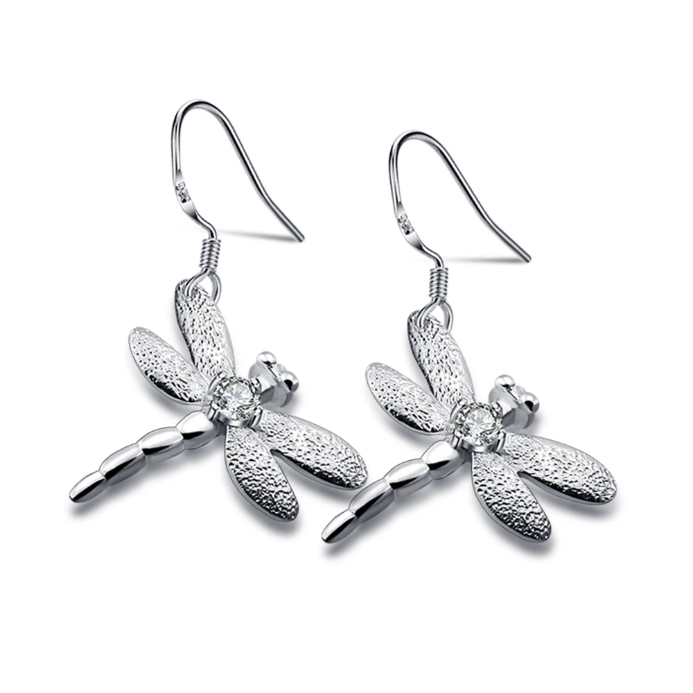 Женские серьги подвески в виде стрекозы серебро 925 пробы|Серьги-подвески| |