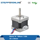 Шаговый двигатель Nema14, шаговый двигатель 18 см (25,5 унций. in) 35x34 мм 0,8a 4-lead Nema 14, шаговый двигатель для 3D принтера с ЧПУ