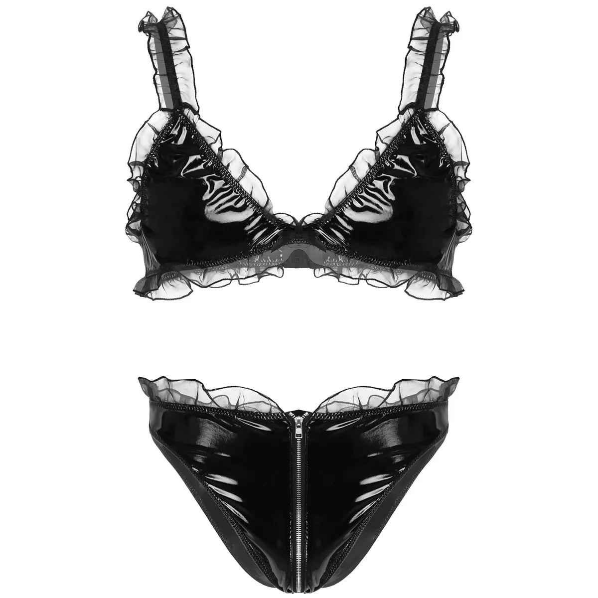 Комплект эротического нижнего белья для мужчин гей-трусы из лакированной кожи с