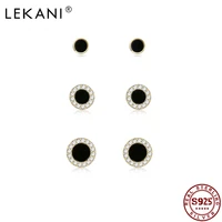 lekani 100 925 sterling silver earrings for women shining cubic zirconia circle small stud earrings sets fine jewelry ear studs