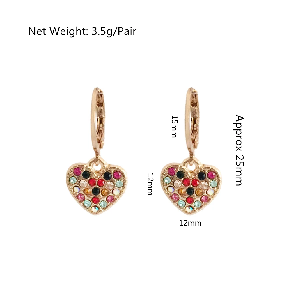 

2020 Love Heart Earrings Gold Color Tiny Hoop with Small Rainbow Heart Charm Earrings For Women Simple Jewelry Gifts