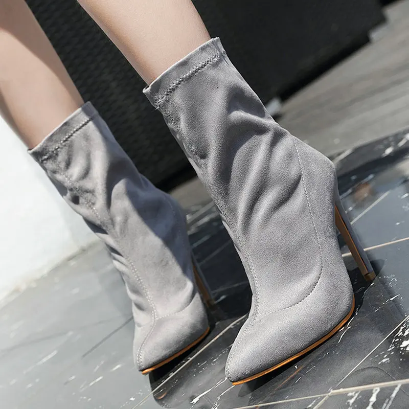 Новые красивые женские сапоги до середины икры размера плюс 35 52 Осенняя модная