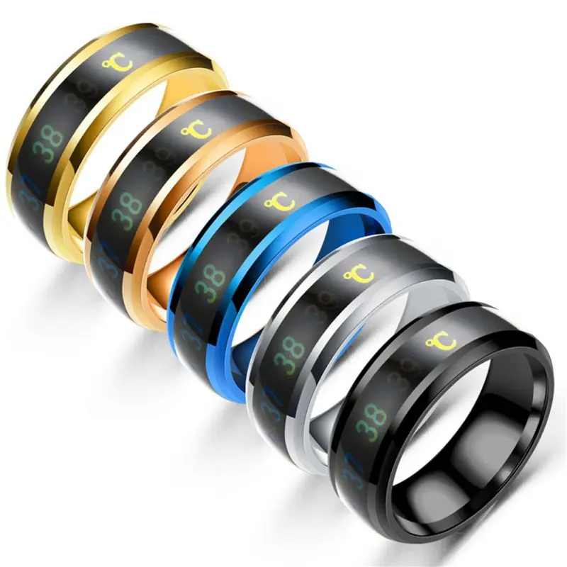 NEW Waterproof Temperature Sense Intelligent Smart Ring Finger Wear Changing Color Titanium Steel New |