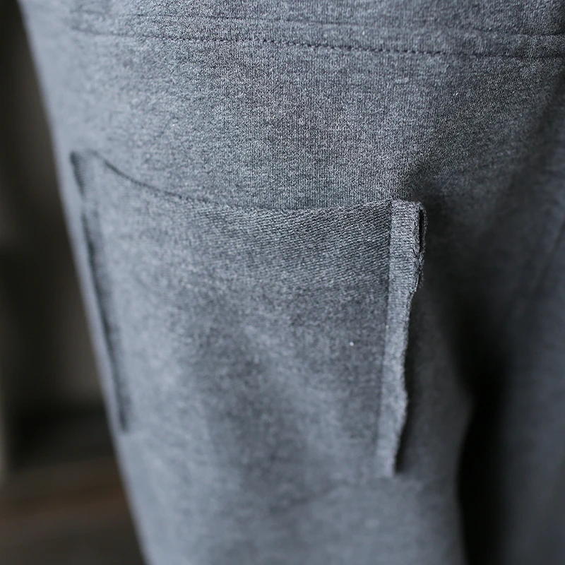 

Women Knitted Cotton Pants 2021 Spring New Elastic Waist Trouser Casual Pockets Women Brief Vintage Harem Pants