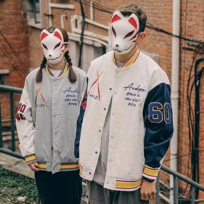 

American retro letter embroidered jackets coat women 2021 new street hip-hop baseball uniform Y2K casual loose couple jacket top