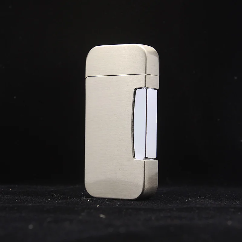 

Creative Portable Metal Windproof Lighter Double Fire Cigarette Lighter Butane Gas Lighter Grinding Wheel Smoking Accessories