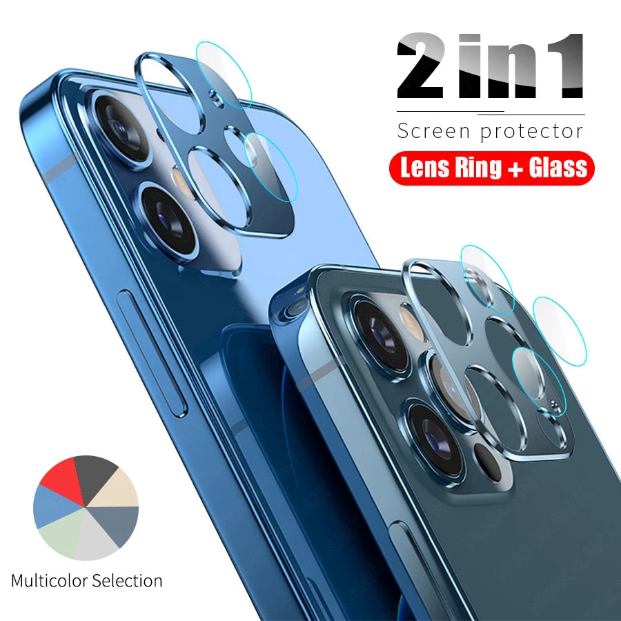 Закаленное стекло для объектива камеры 2 в 1 iPhone 11 12 Pro Max металлическая защита Mini