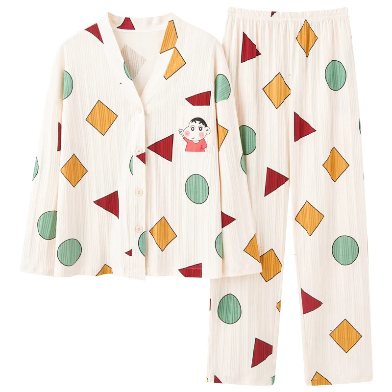 Cozy Pajama Set Women Pijama Spring Autumn Nightwear Anime Sin Japan Home Clothing Long Sleeved Kawaii Mujer Girls Homewear Ins