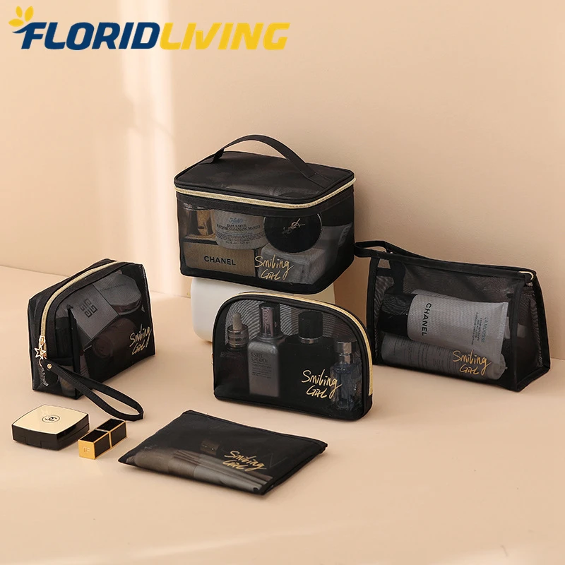 

Floridliving Mesh Cosmetic Makeup Bags Travel Cosmet Storag Bag Mesh Zipper Pouch Travel Bag Organizer Travel Accessories