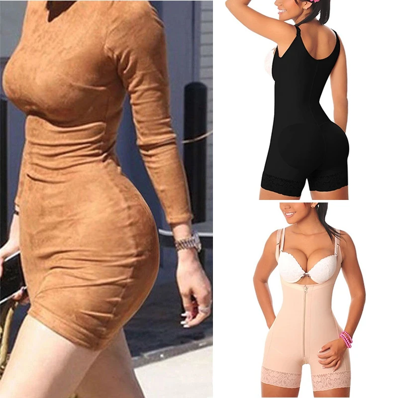 Женское корректирующее белье для похудения боди с молнией спереди и открытым
