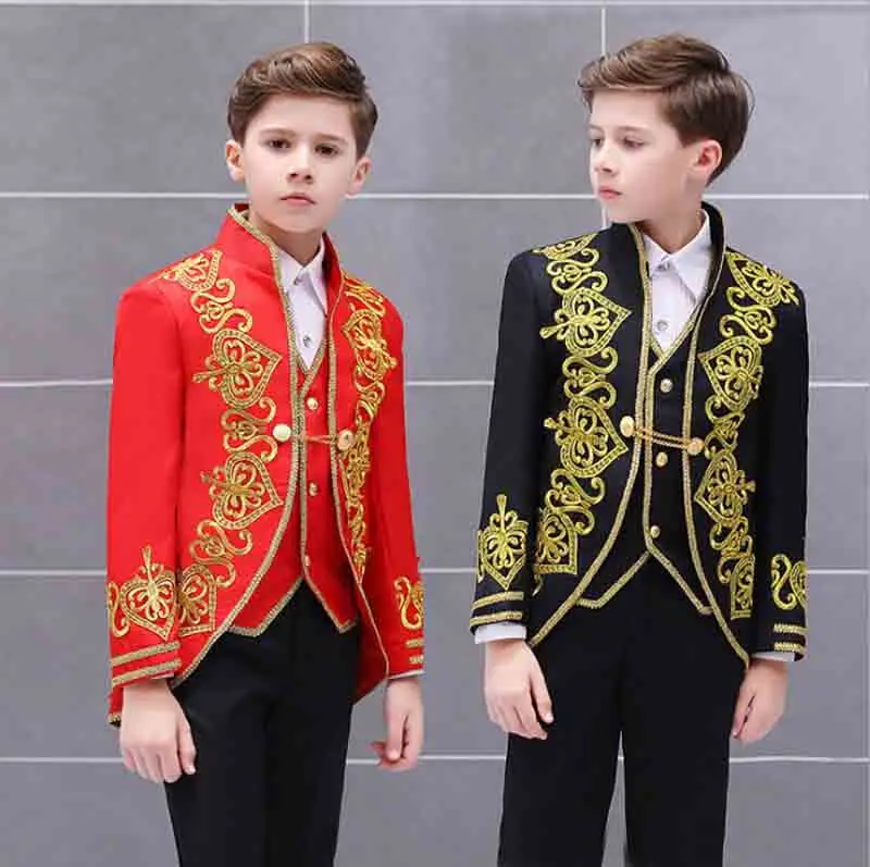 

3 Pcs Sets Boys New Year Costume Fantasia kids Carnival Cosplay Prince&King Costume Jacket+Vest+Pant Birthday Gift For Boy 3-13T