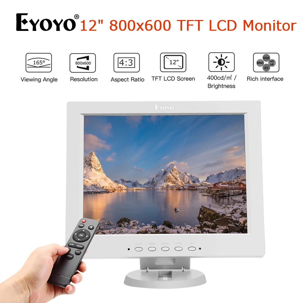 Eyoyo EM12A 12 &quotTFT LCD HDMI BNC CCTV компьютерный монитор 800x600 с AV VGA USB динамиком экран для