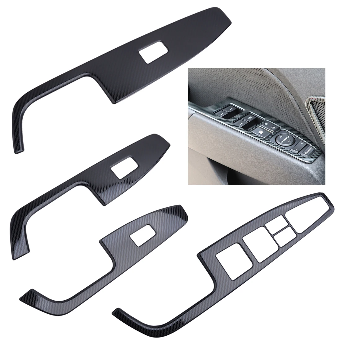 

CITALL Stainless Steel 4 Pcs LHD Carbon Fiber Style Window Switch Panel Cover Trim Fit for Hyundai Elantra 2017-2020