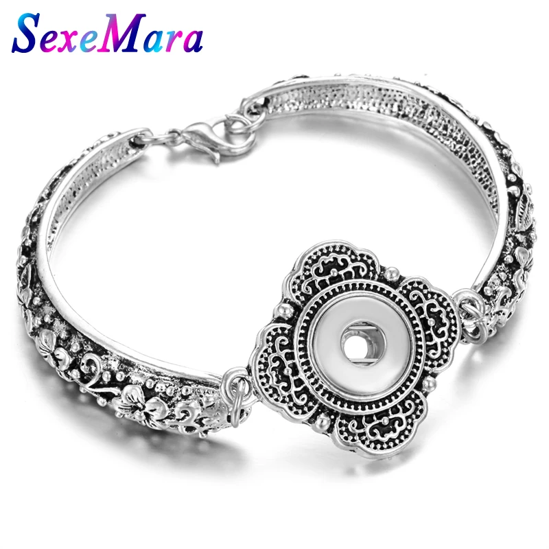 2018 Новые 12 мм оснастки ювелирные изделия винтажный металлический цветок Резные