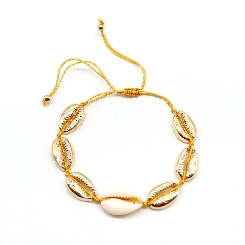 

Beach Gold Silver Color Natural Shell Bracelets for Women Hand Woven Beads Rope Chain Charm Bracelets Hand Accessories