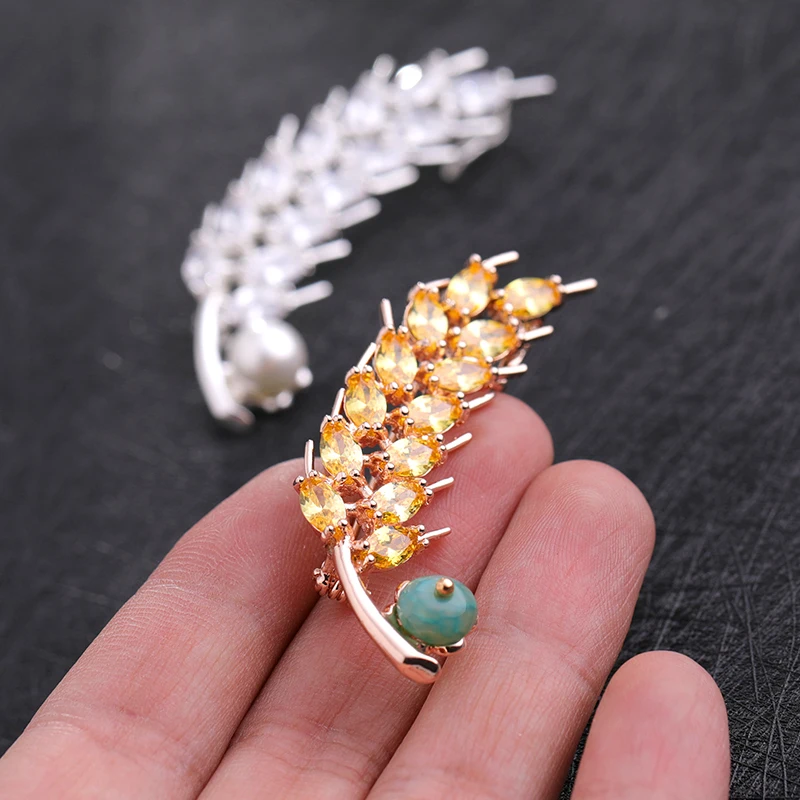 Элегантный Пшенично Броши с искусственным жемчугом шпильки Роскошные серьги