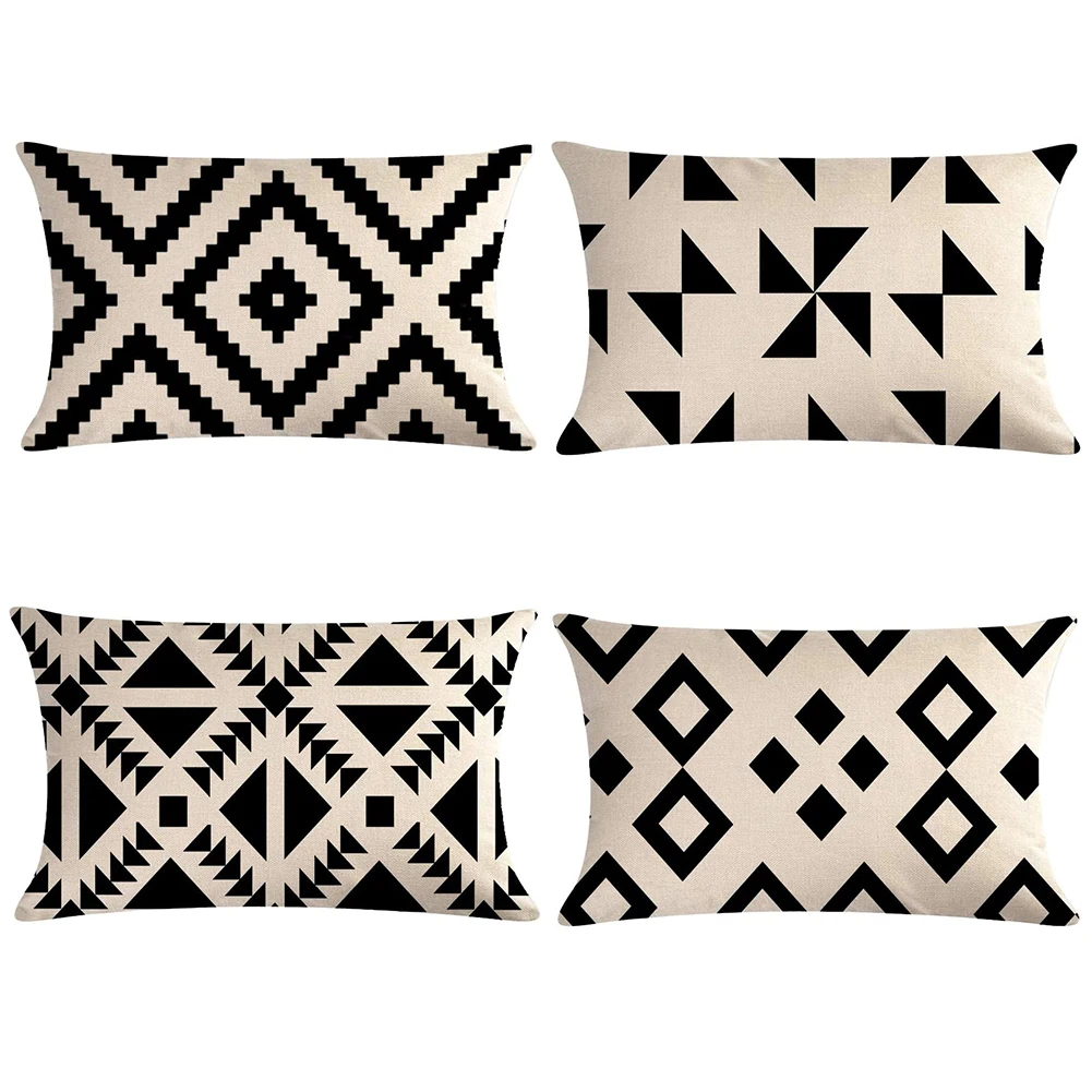 

4PCS 30x50cm Modern Geometric Pillow Cover Water Shatter Resistant Cushion Case with Geometric Pattern Home Decor Pillow Case