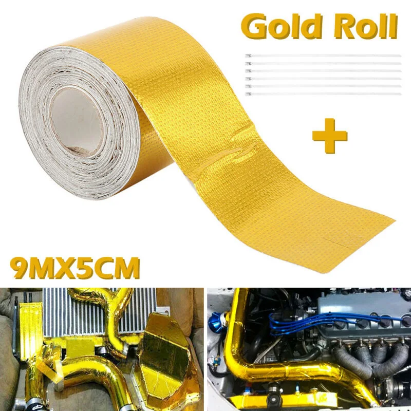 

Gold Heat Shield Wrap Waterproof 9mx5cm Flame retardant Straps Replacement
