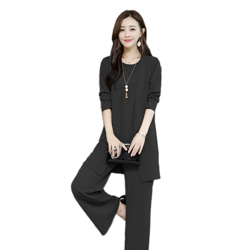 Женский жилет с шалью размера плюс широкие брюки 2020 весенний и осенний костюм