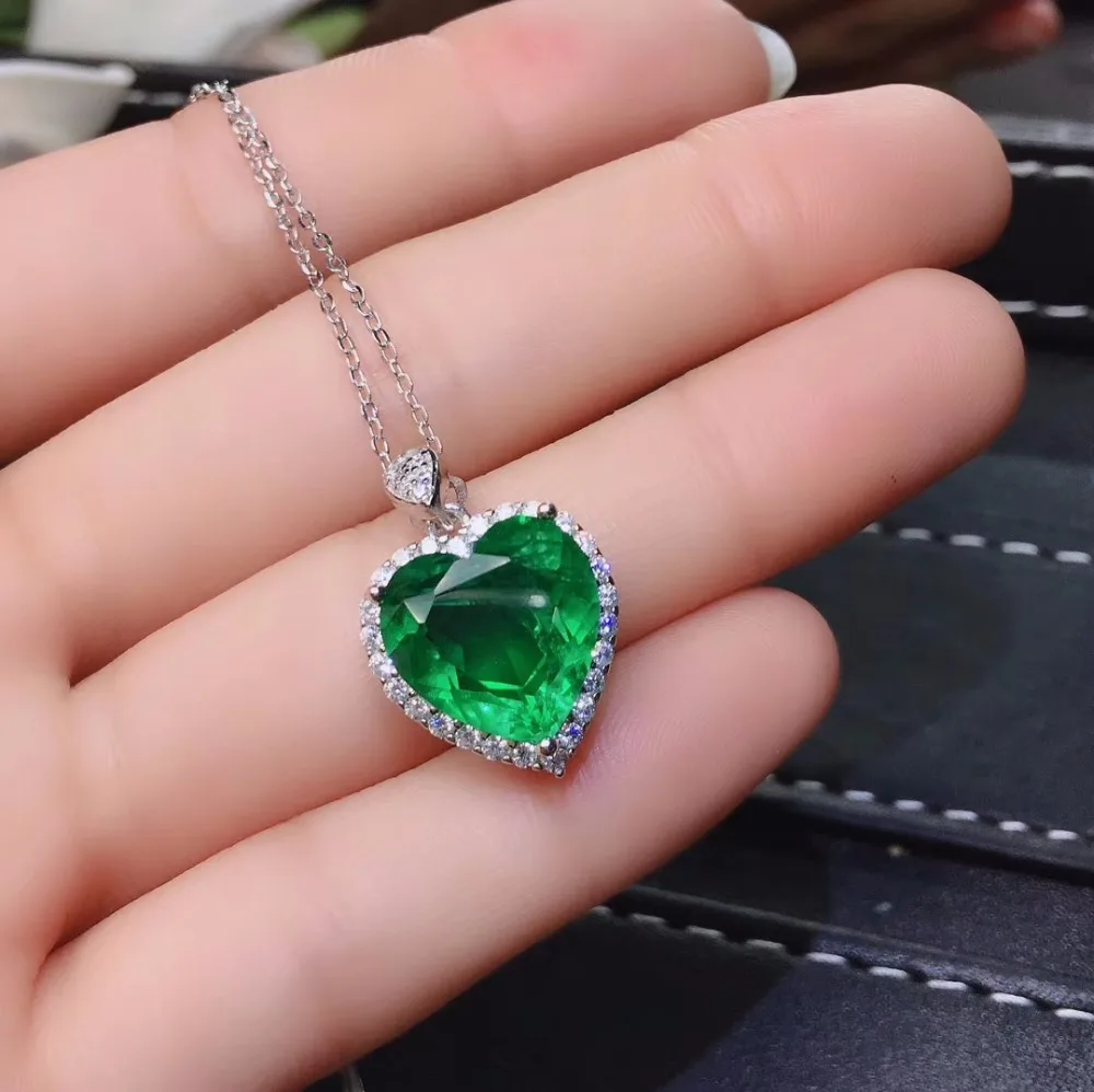 pendant KJJEAXCMY бутиковые украшения из серебра 925 пробы, инкрустированное натуральным изумрудом, женское ожерелье, подвеска, кольцо, серьги, набор, поддержка - Цвет камня: pendant