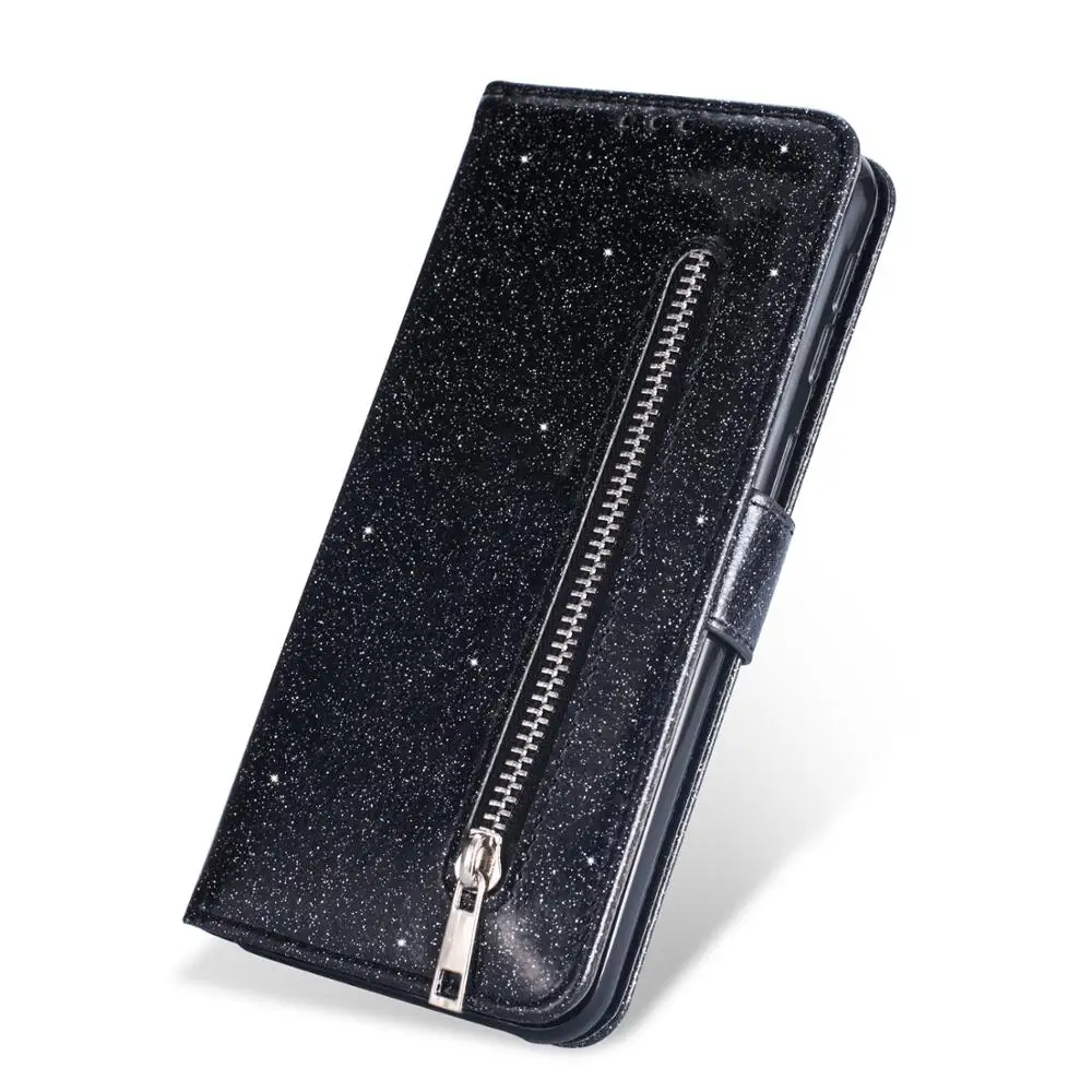 Luxury Zipper Wallet Leather Bling Case For Huawei Y6 2019 Honor 8A Stand Cover Coque | Мобильные телефоны и аксессуары