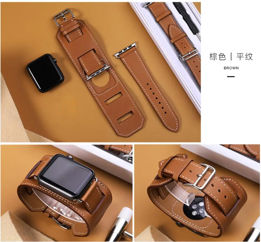 Ремешок кожаный для iwatch Series 6/5/4/3/2/1 браслет Apple Watch band se Кожаный Браслет-манжета 42 38