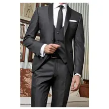 Traje negro para hombre, Blazer ajustado con cuello esmoquin, hecho a medida, una sola botonadura, moda informal, 3 piezas, novedad de 2022 (2)