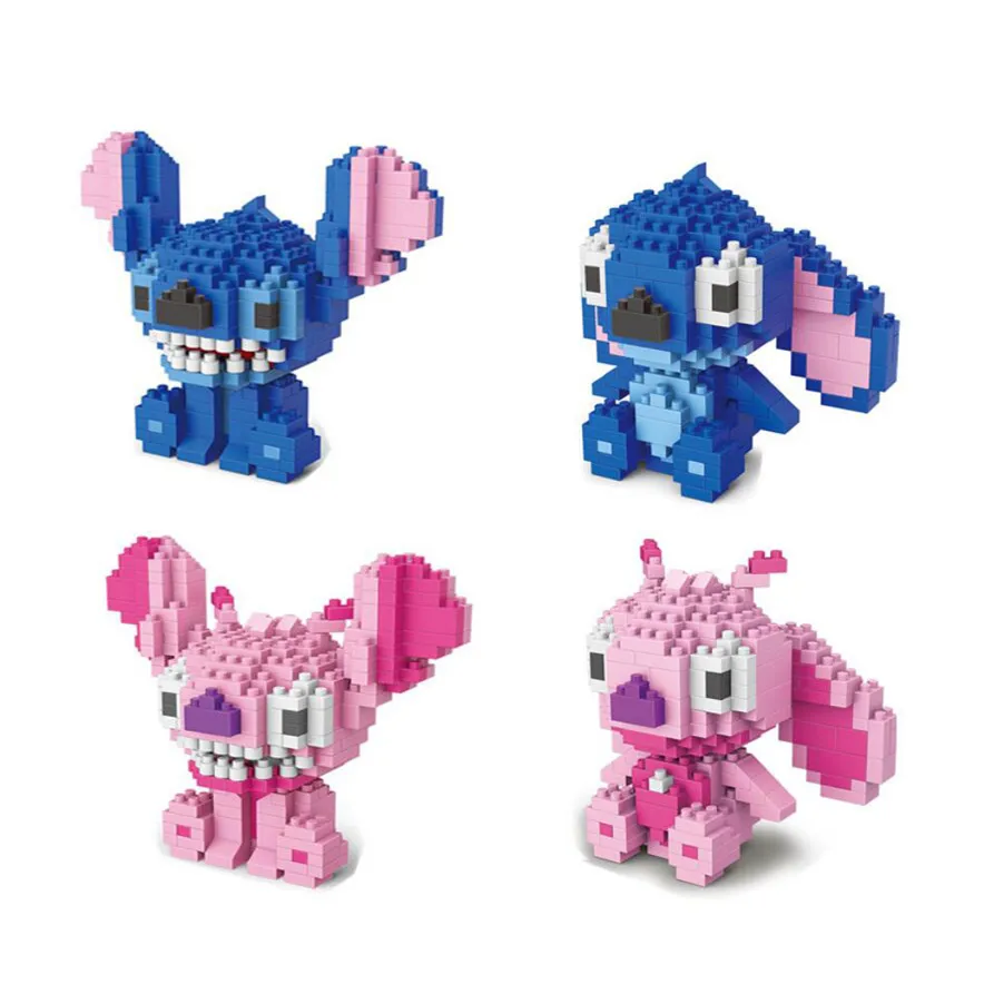 

Disney cartoon Lilo & Stitch figures micro diamond blocks Angel Alien monsters building brick educational toy nanobrick for kid