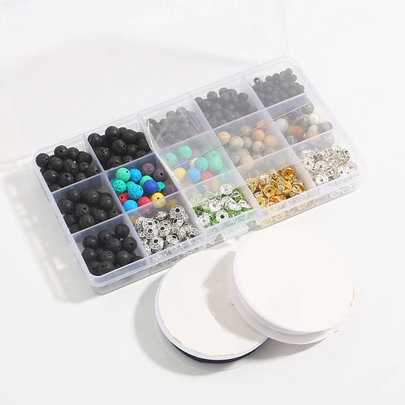 

Bulk Black Lava 750 Beads Bracelet DIY Jewelry Making Necklace Storage Box, Crystal Line