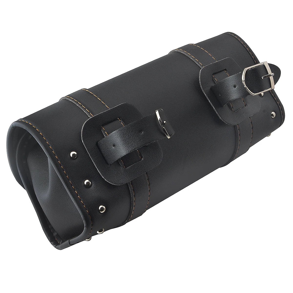 

Motorcycle Forks Sissy Bar Waterproof Handlebar Front Rear Storage Tool Pouch Luggage leather Saddlebag with 2 Straps