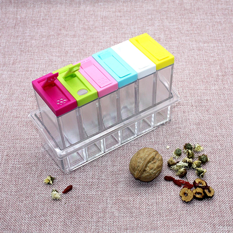 Spice Jar Seasoning Box 6Pcs/Set Kitchen Storage Bottle Jars Transparent Salt Pepper Cumin Powder Tools Drop ship | Дом и сад