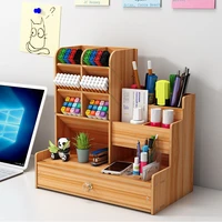 creative desktop wooden pen holder office school stationery storage box case student dormitory storage pen pencil organizer