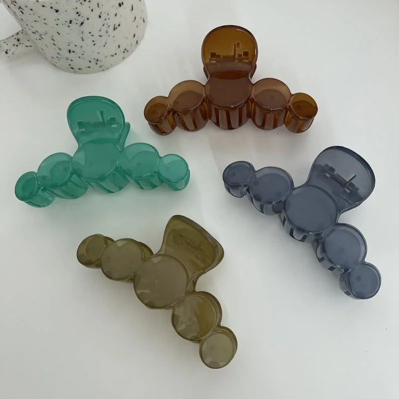 Корейские красивые зеленые бирюзовые пластиковые заколки для волос в стиле винтаж для женщин, простые держатели в форме геометрического краба.