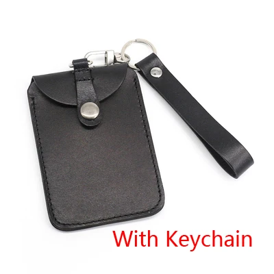 Black--Keychain Alisara Lanyards держатель для Id бейджа бирка для Id карты вертикальный Стильный чехол из натуральной кожи держатель для карт выдвижной ремешок - Цвет: Black--Keychain