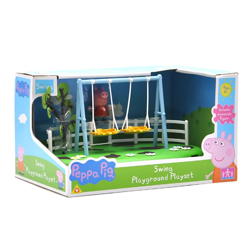 Swing And 1 Figures Оригинальная игрушка Peppa, Свинка Джордж, фигурки, кукла Peppa, друзья, любовь, обучение, классная сцена, развивающие игрушки, Детский Рождественский подарок - Цвет: Swing And 1 Figures