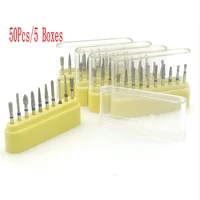 50pcs5 boxes dental diamond burs dental professional burs kit for crown bridge preparation posteriormolar teeth fg 1 6mm